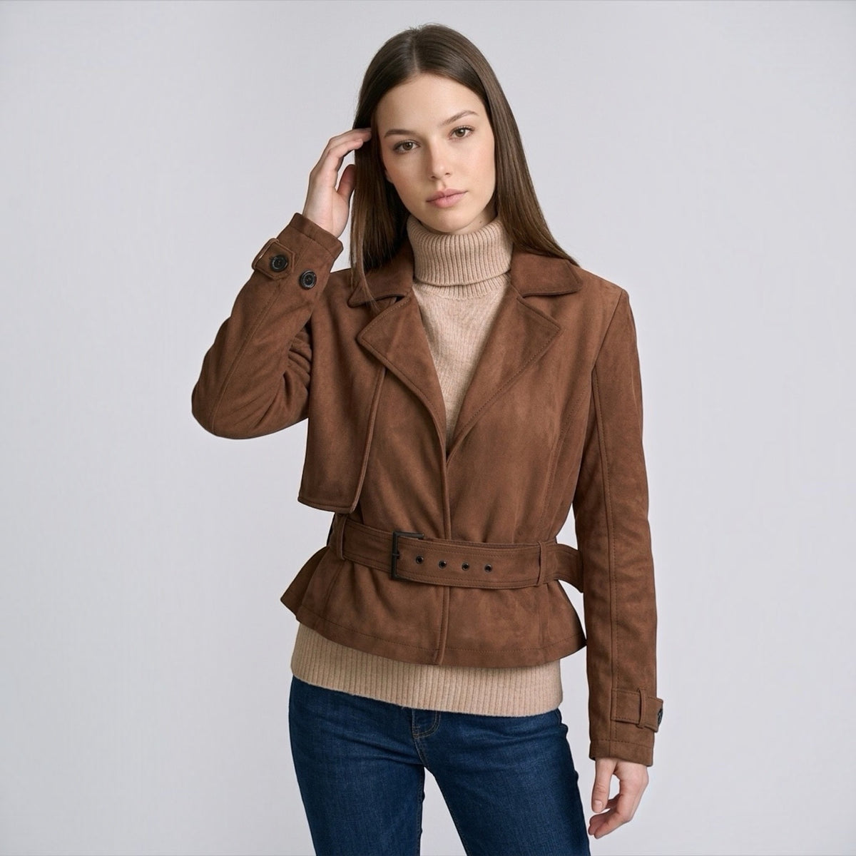 Soft Suede Belted Jacket