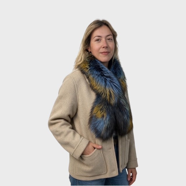 Long Multicolour Fox Fur Scarf