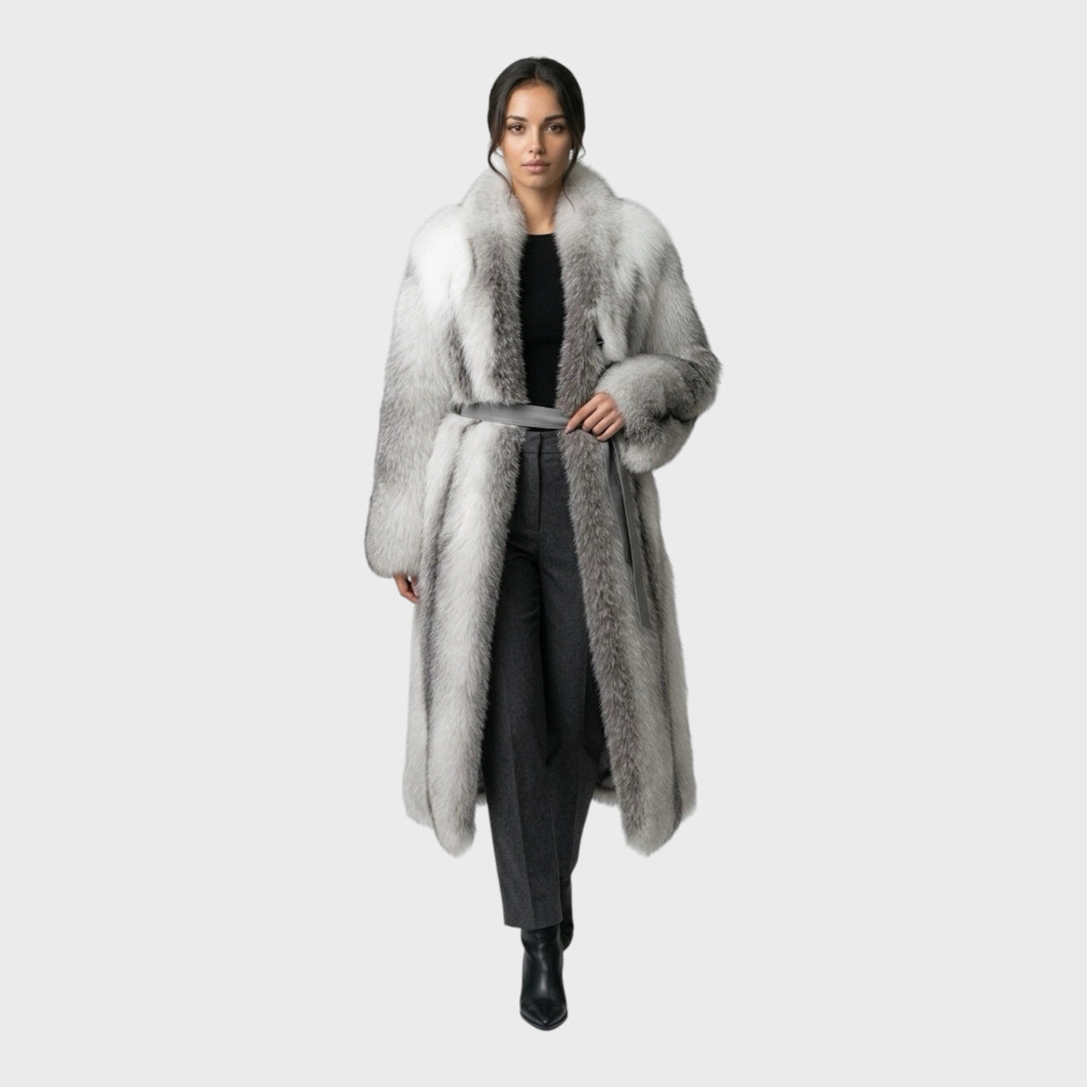 Natural Shadow Frost Full-Length Fox Fur Coat