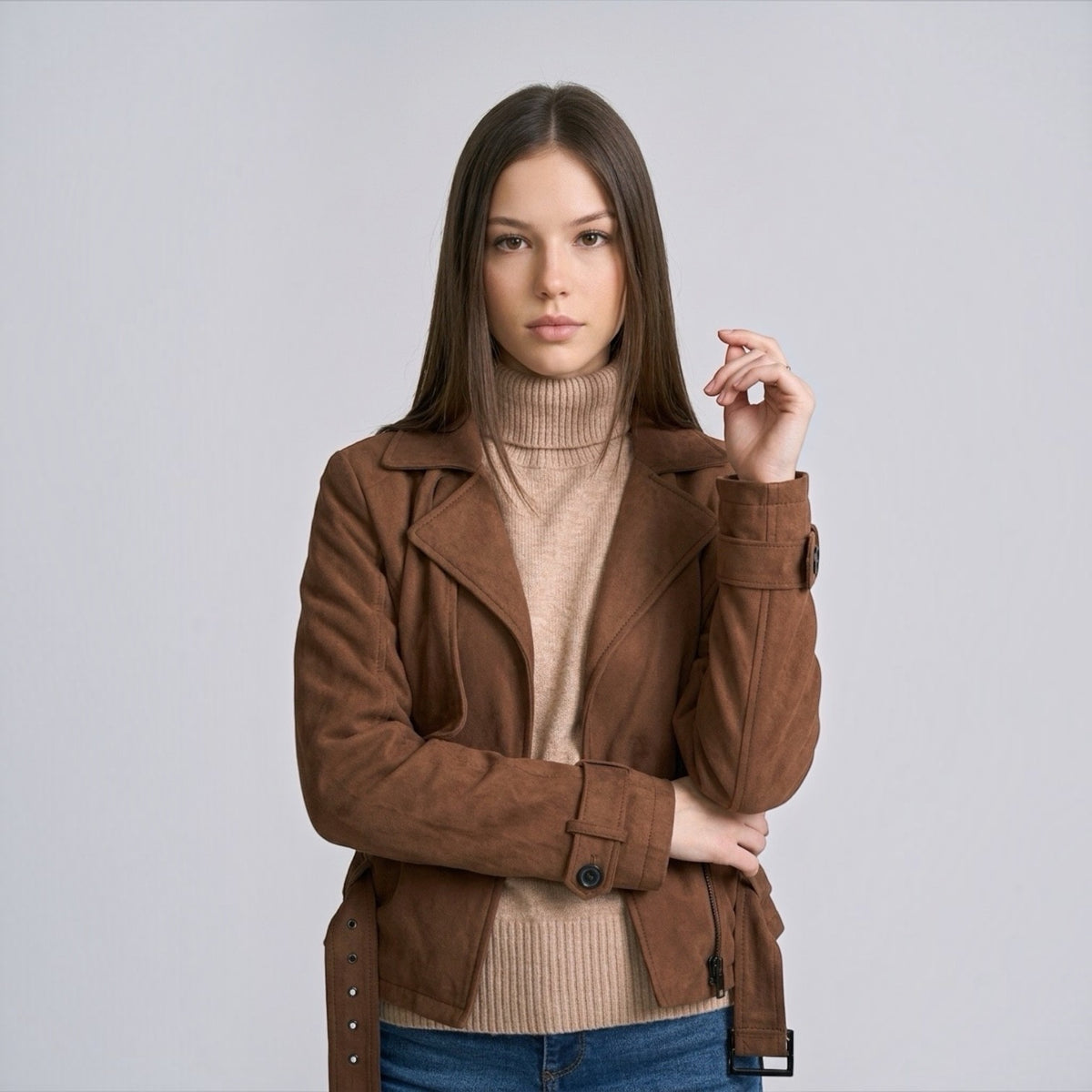 Soft Suede Belted Jacket