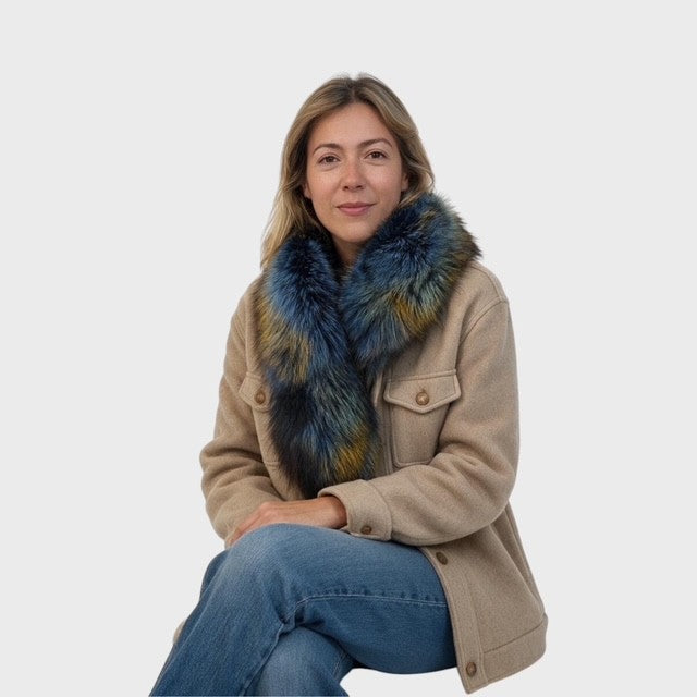 Long Multicolour Fox Fur Scarf