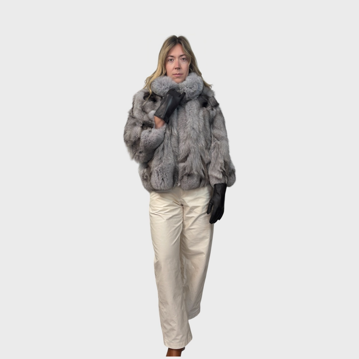 Blue Fox Patchwork Short Jacket