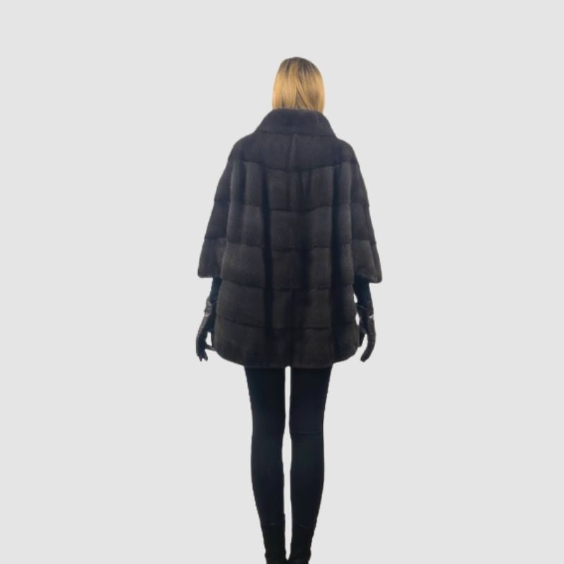 Aurora Dyed Mink Horizontal Cape Style Jacket