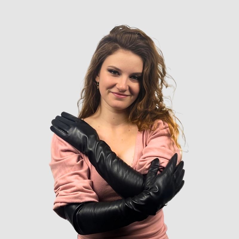 Black Opera Evening Long Leather Gloves