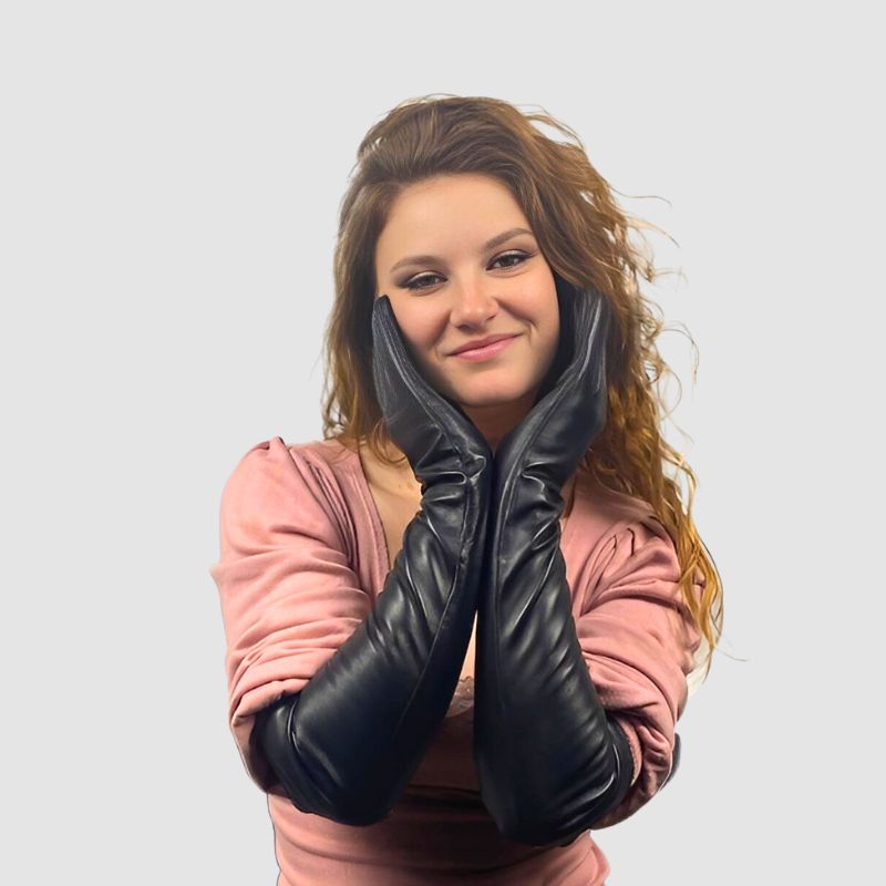 Black Opera Evening Long Leather Gloves