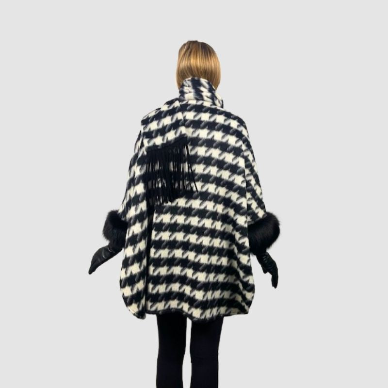 Black & White Fine Wool Cape
