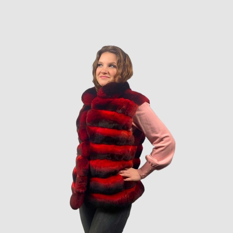 Cardinal Dyed Chinchilla Vest