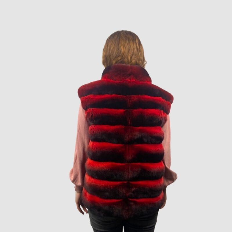 Cardinal Dyed Chinchilla Vest