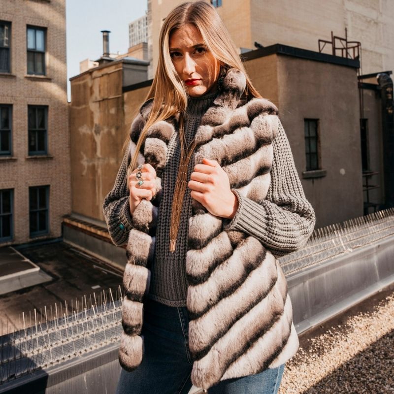 Chinchilla Shade Rex Rabbit Vest