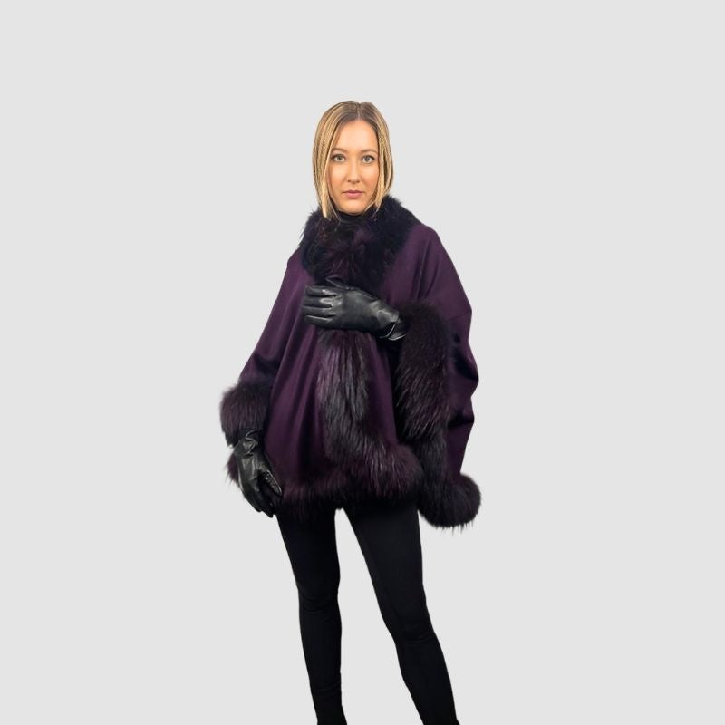 Dark Purple Dyed Cashmere Cape