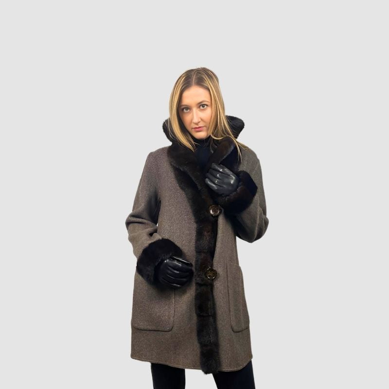Double Face Cashmere Jacket - Dark Ranch Mink Trim
