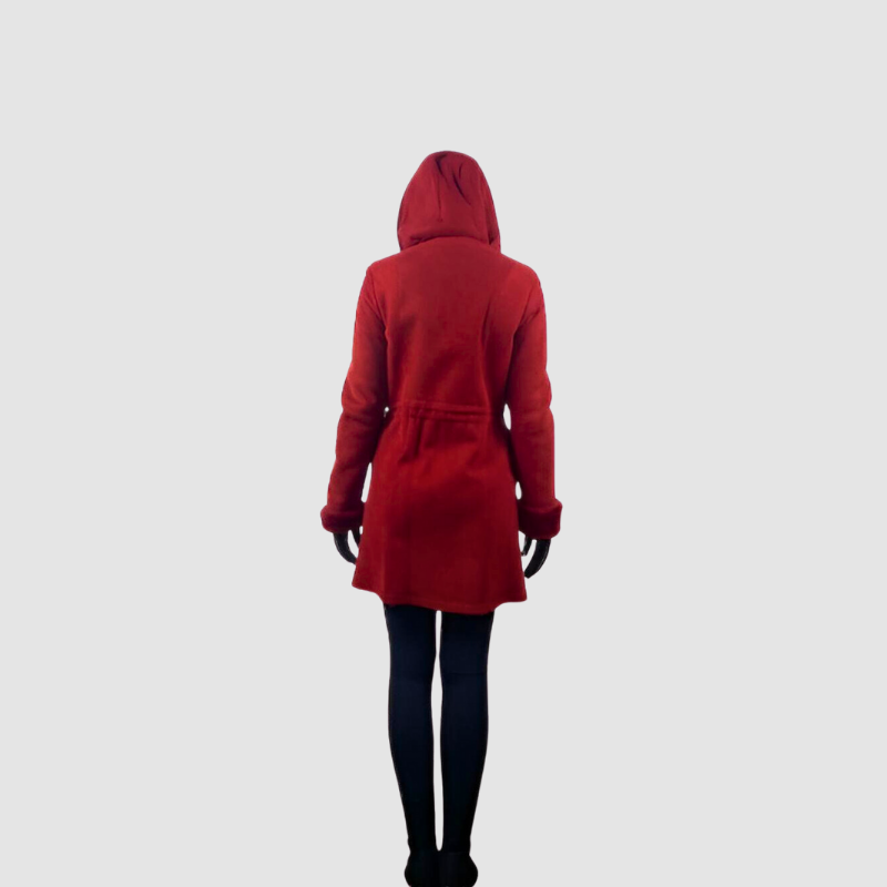 Hooded Shearling Jacket Cherry Suede