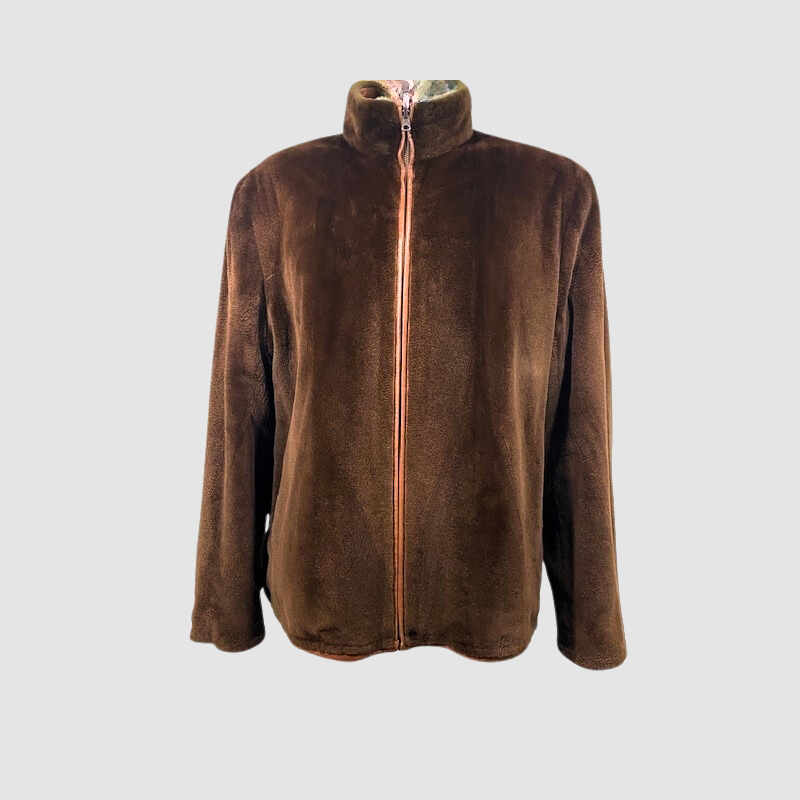 Men's Brown Sheared Mink Jacket - Reversible to Deer Skin Leather