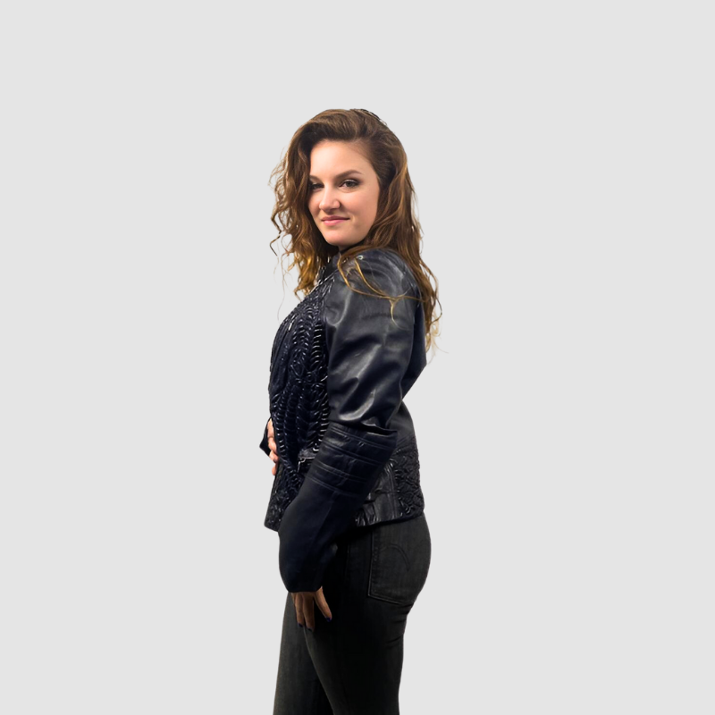 Navy Leather Jacket Quilted