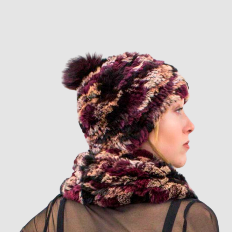 Rex Rabbit Knit Hat - Fox Pom Pom