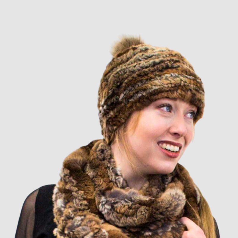Rex Rabbit Knit Hat - Fox Pom Pom