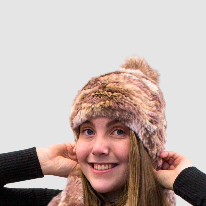 Rex Rabbit Knit Hat - Fox Pom Pom