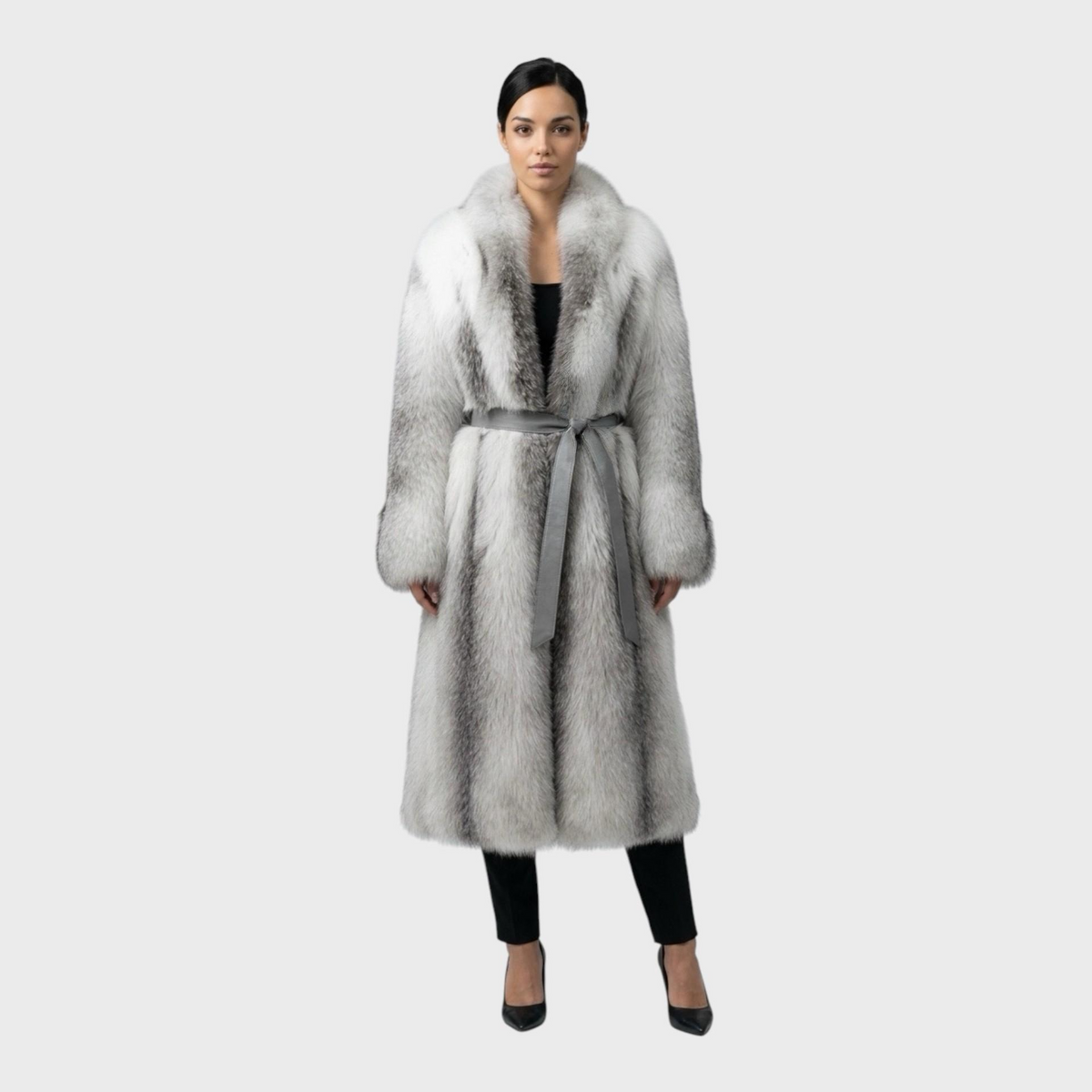 Natural Shadow Frost Full-Length Fox Fur Coat