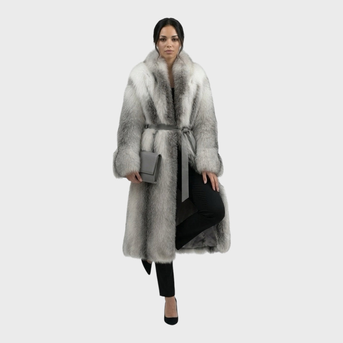 Natural Shadow Frost Full-Length Fox Fur Coat