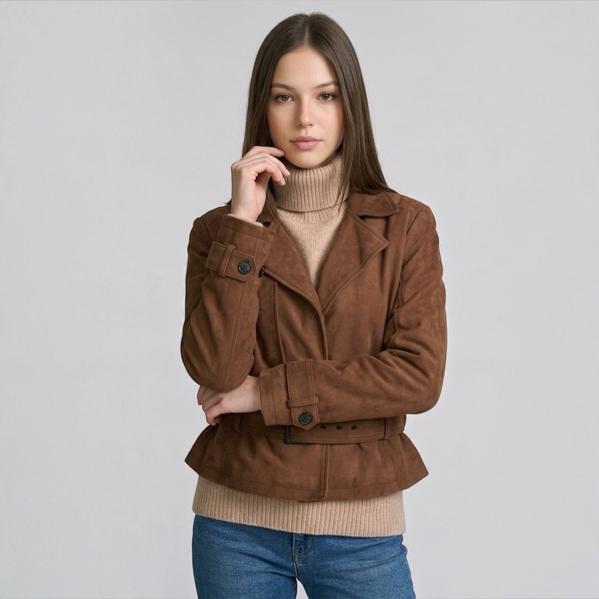 Soft Suede Belted Jacket