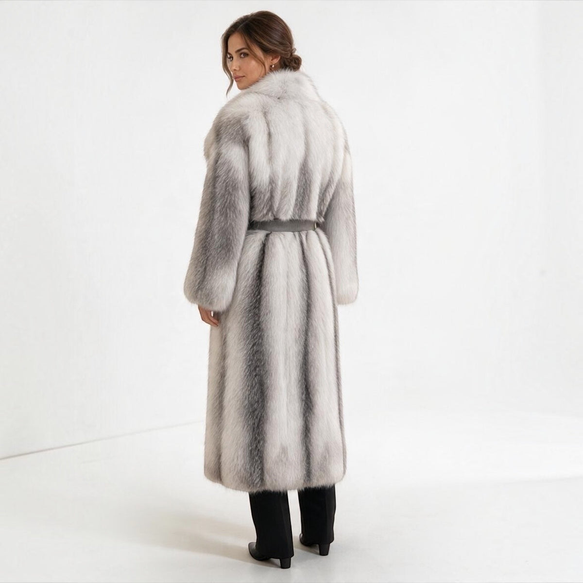 Natural Shadow Frost Full-Length Fox Fur Coat