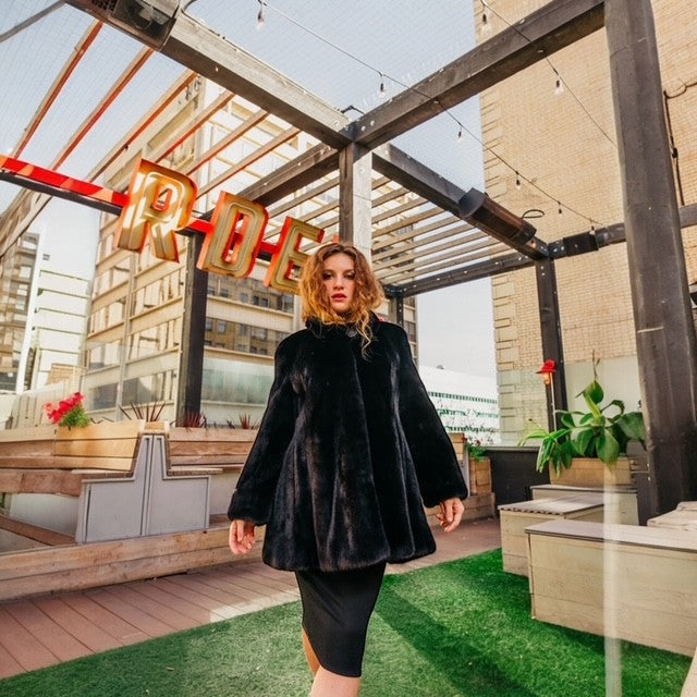 Black Mink Swing Style Jacket