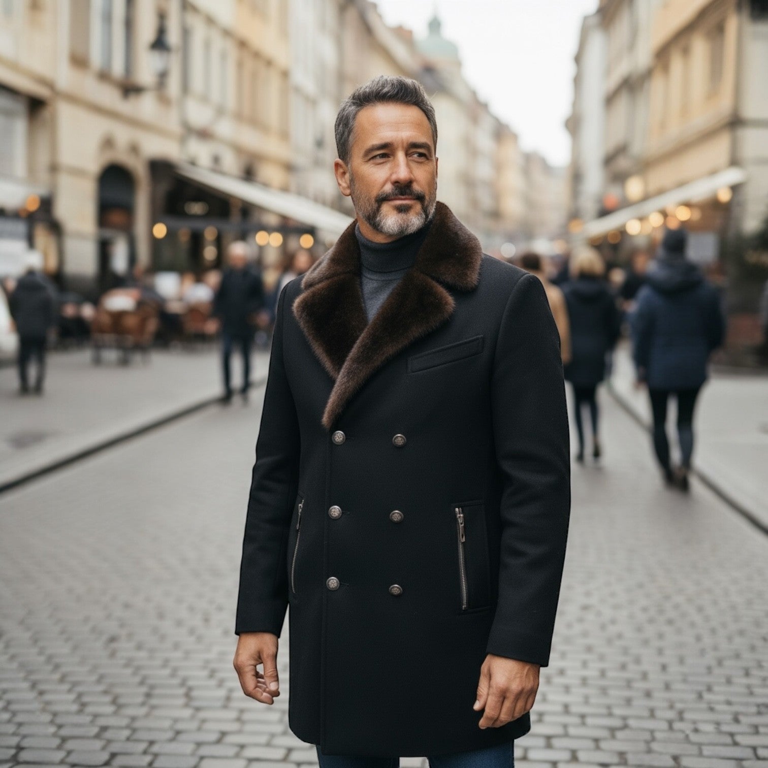 Loro Piana Superfine Wool Men's Coat - Mink Collar