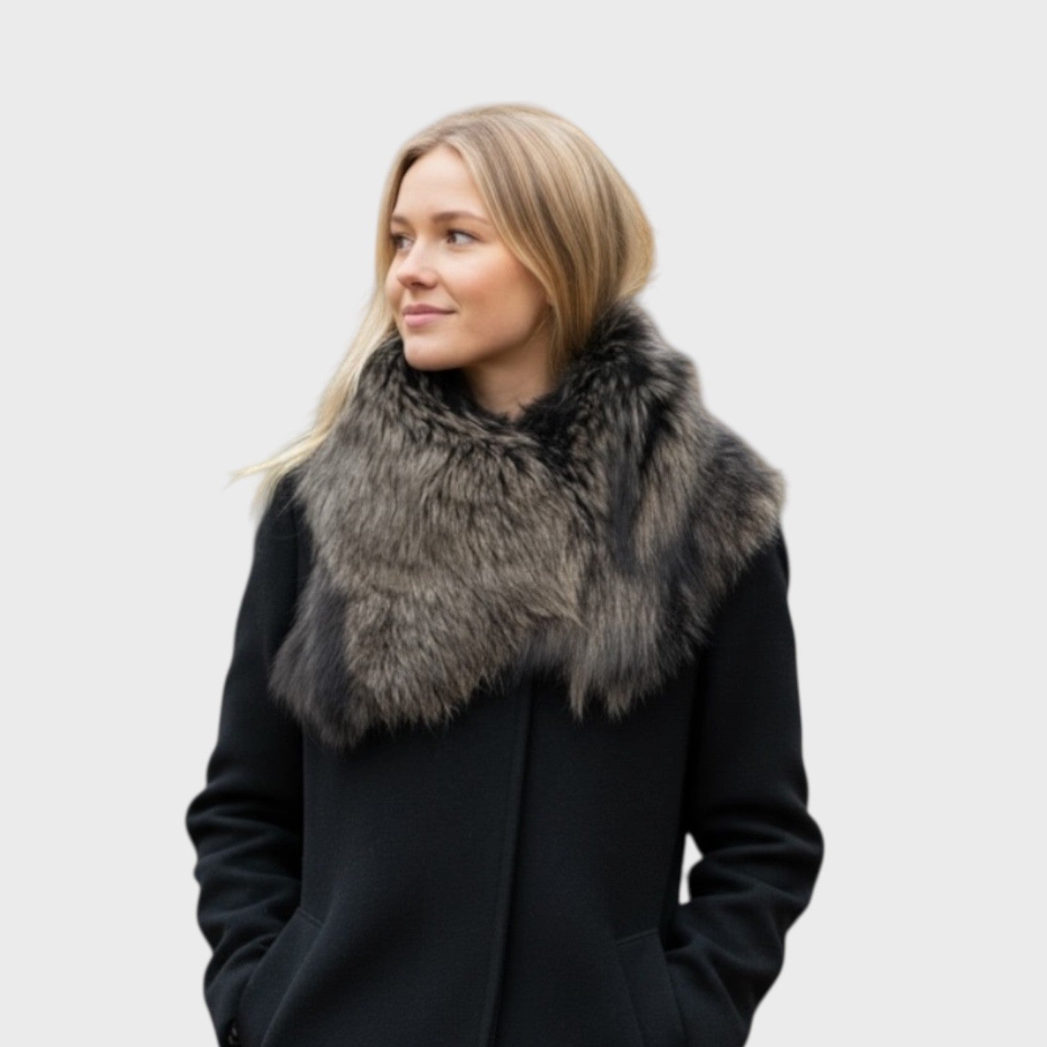 Silver Fox Collar with Clip-Dark Taupe
