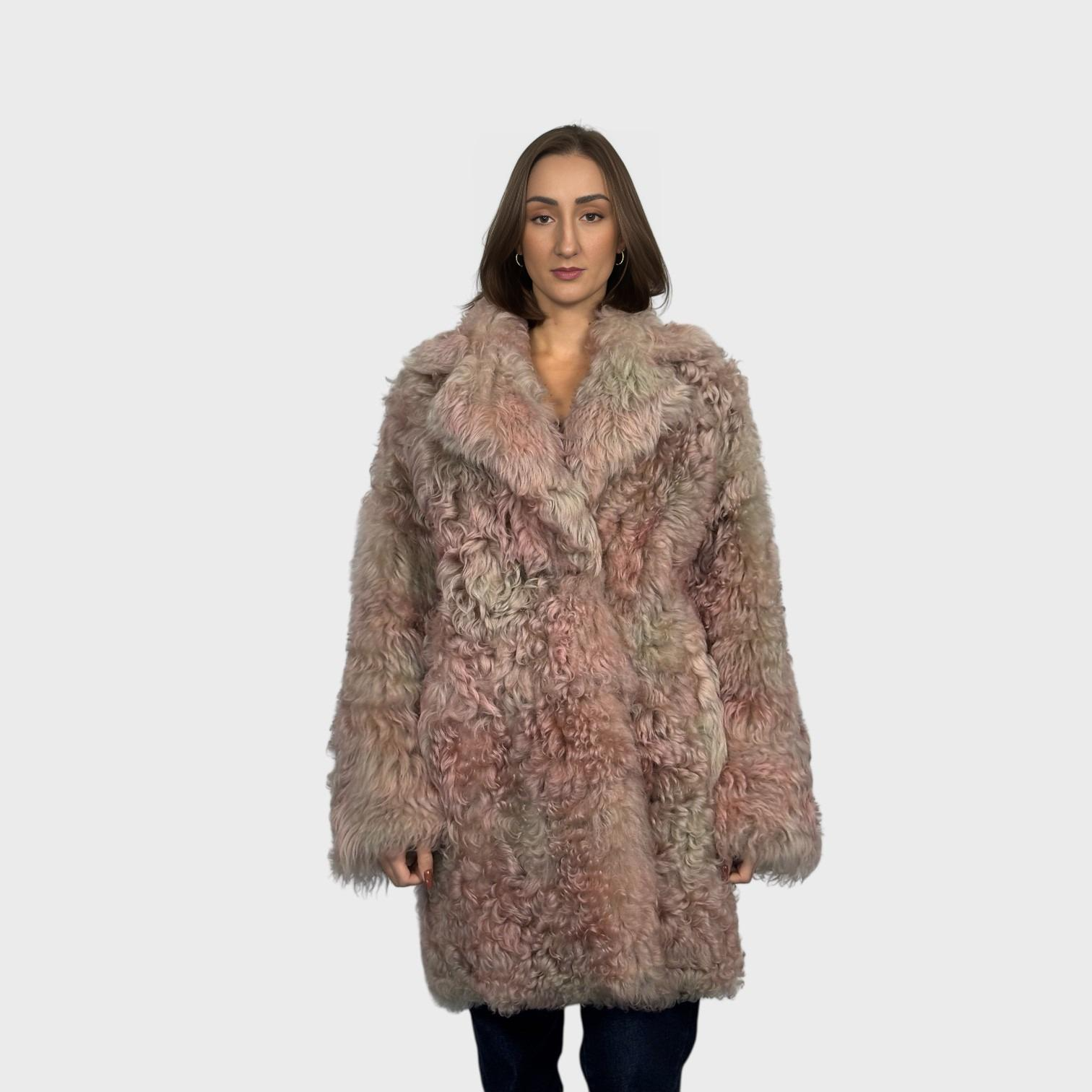Toscana Shearling Jacket Blush Pink Mix - Reversible