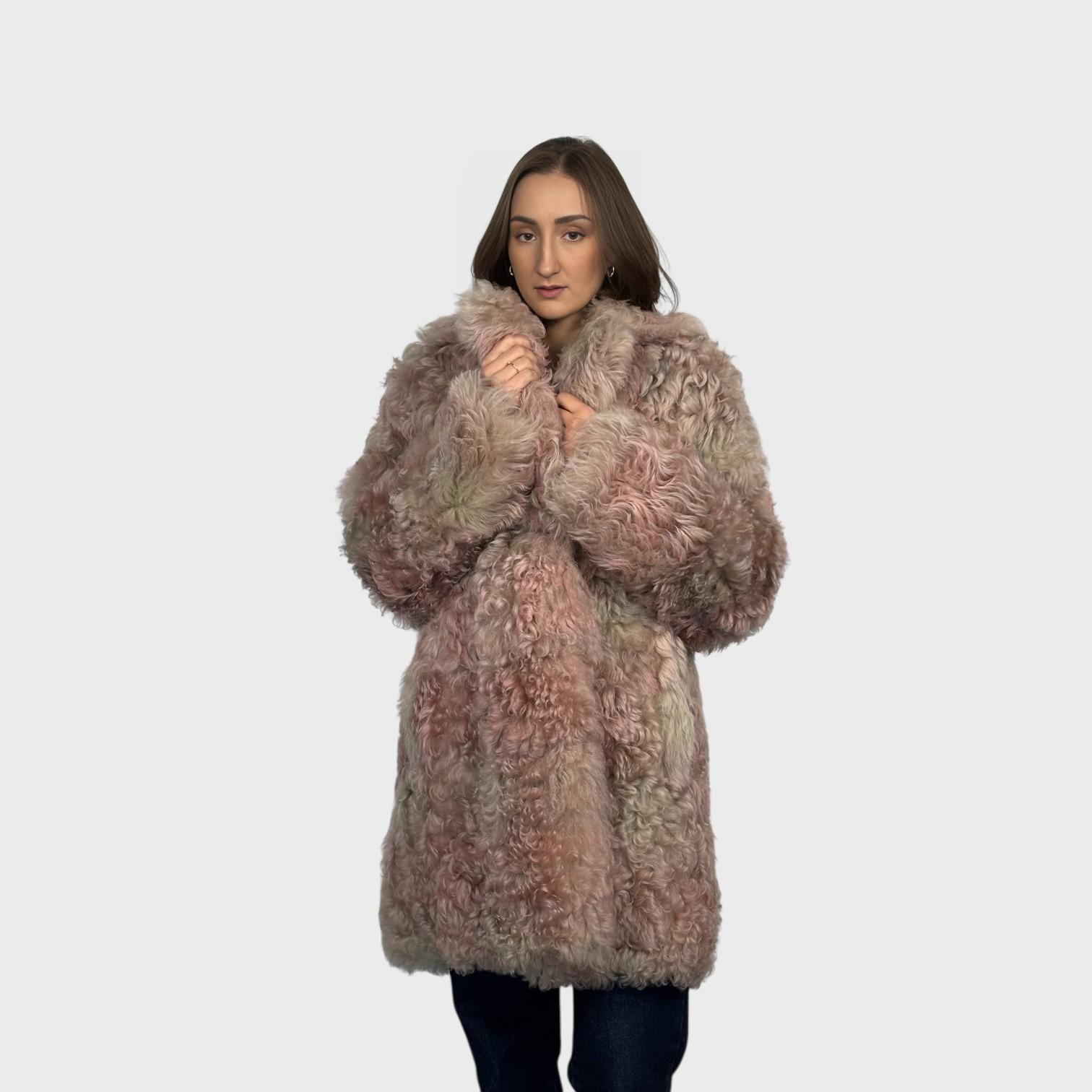 Toscana Shearling Jacket Blush Pink Mix - Reversible