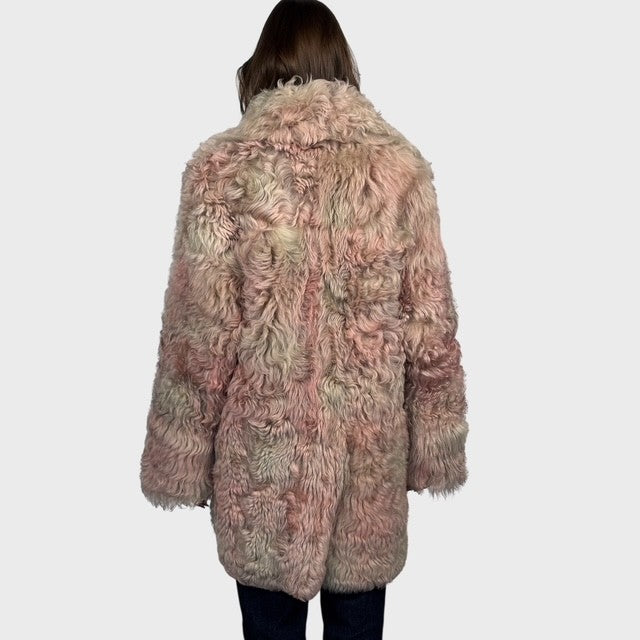 Toscana Shearling Jacket Blush Pink Mix - Reversible