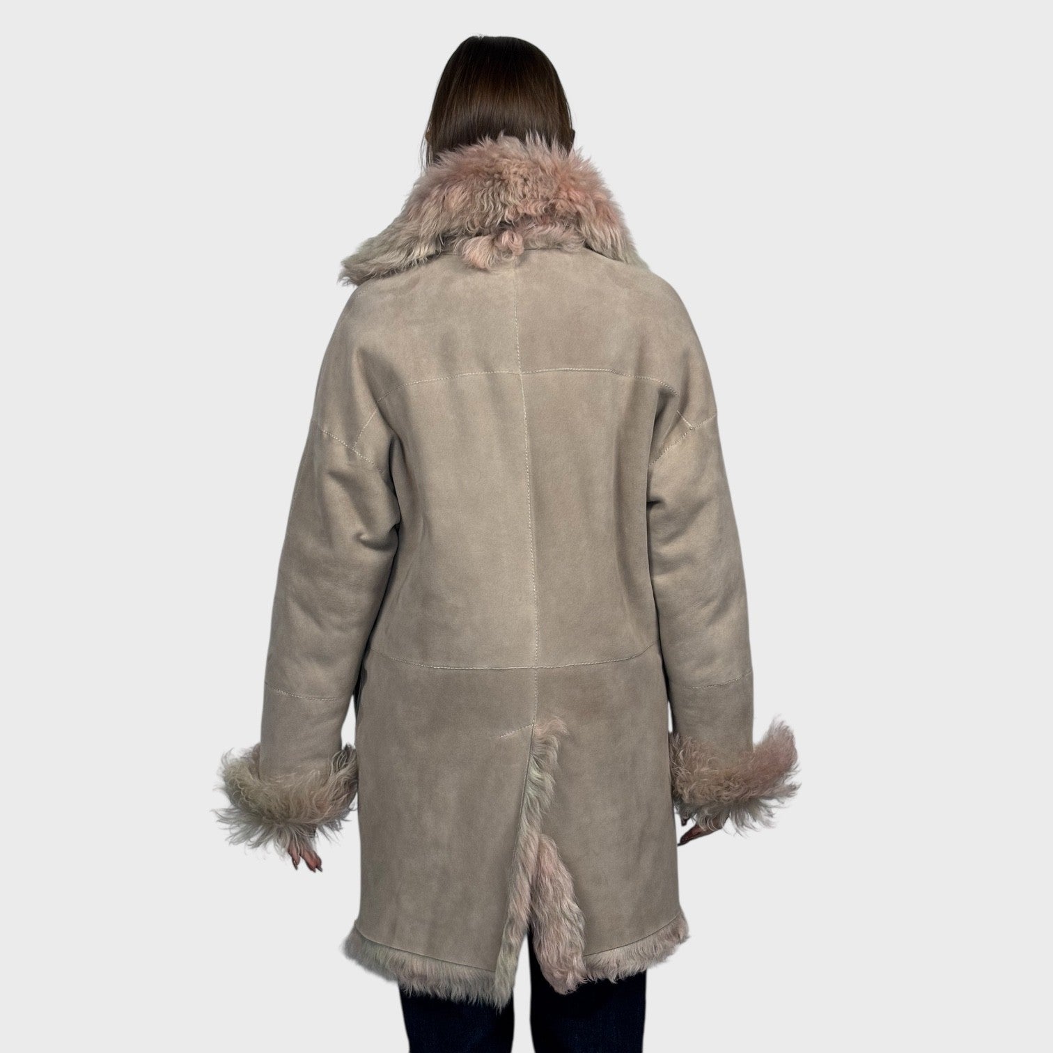 Toscana Shearling Jacket Blush Pink Mix - Reversible