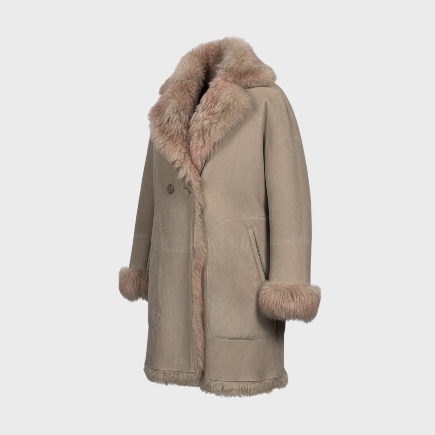 Toscana Shearling Jacket Blush Pink Mix - Reversible