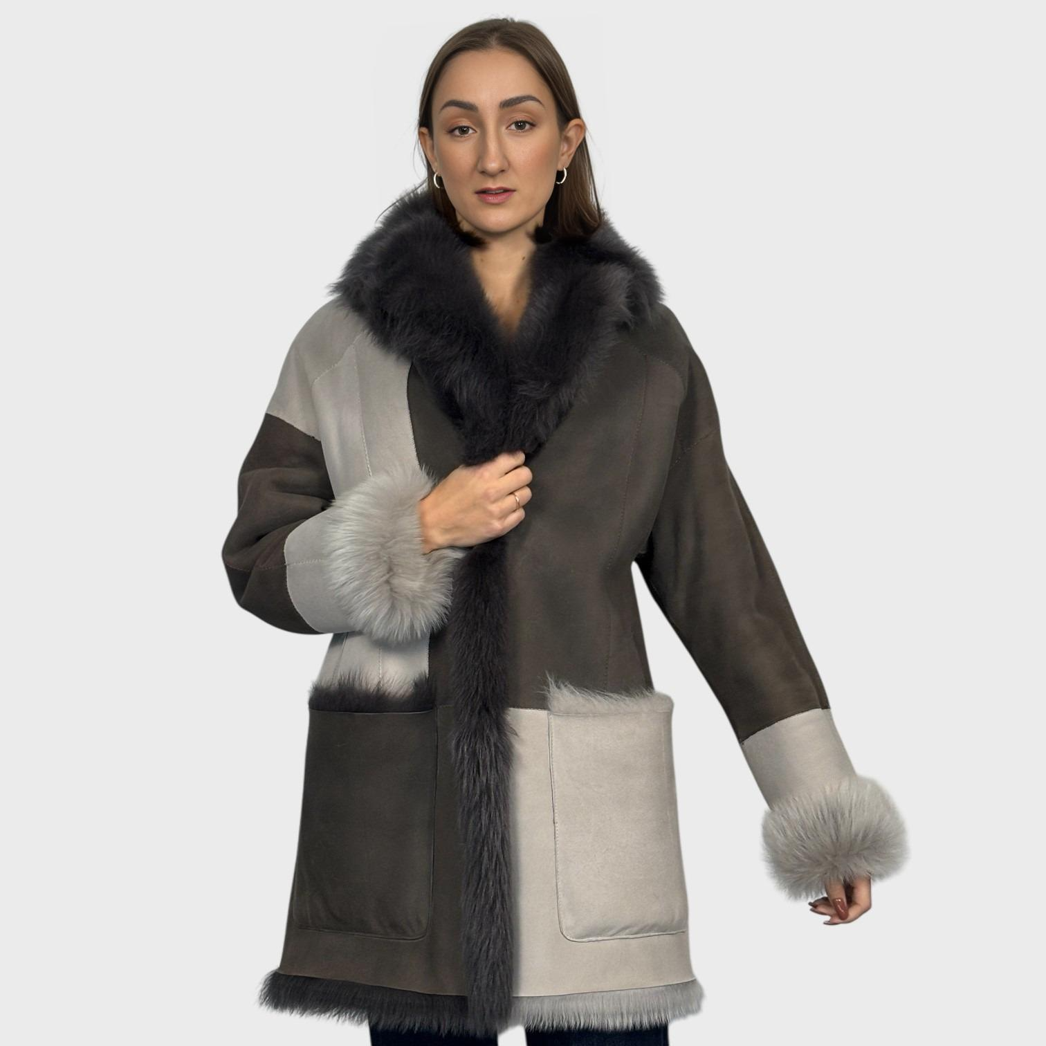 Alabaster Suede Toscana Shearling Jacket Reversible