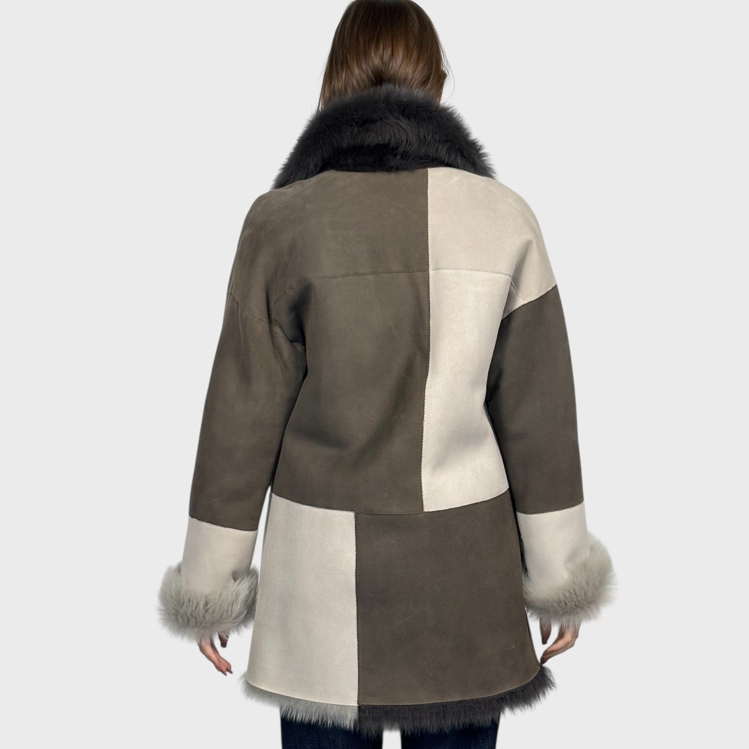 Alabaster Suede Toscana Shearling Jacket Reversible