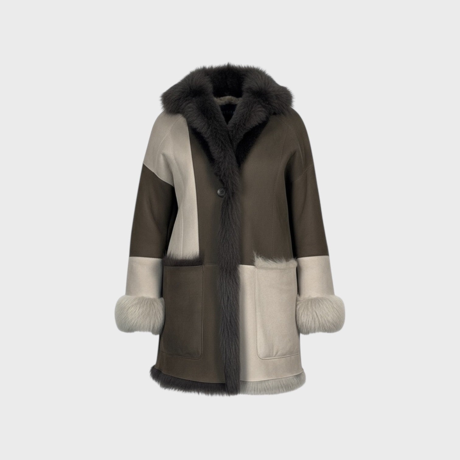 Alabaster Suede Toscana Shearling Jacket Reversible