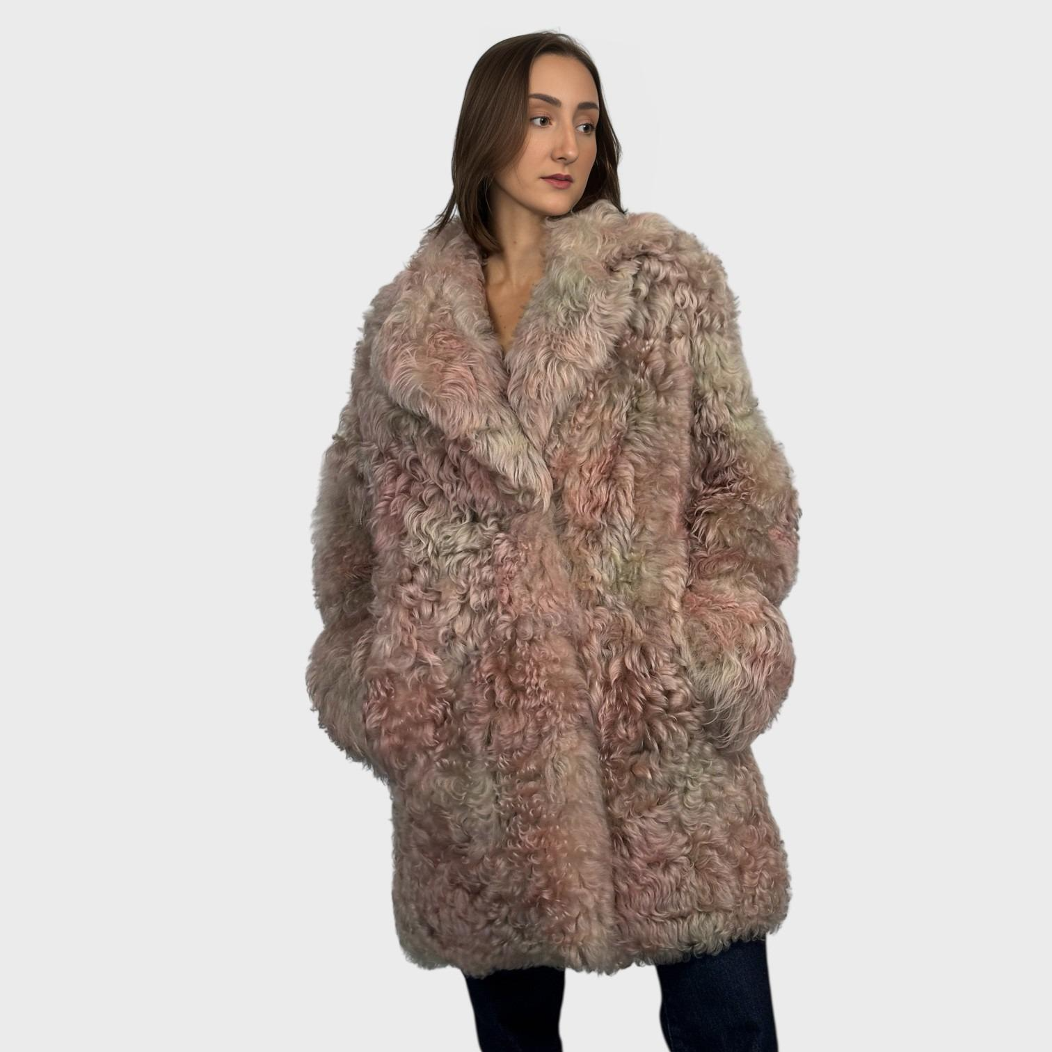 Toscana Shearling Jacket Blush Pink Mix - Reversible