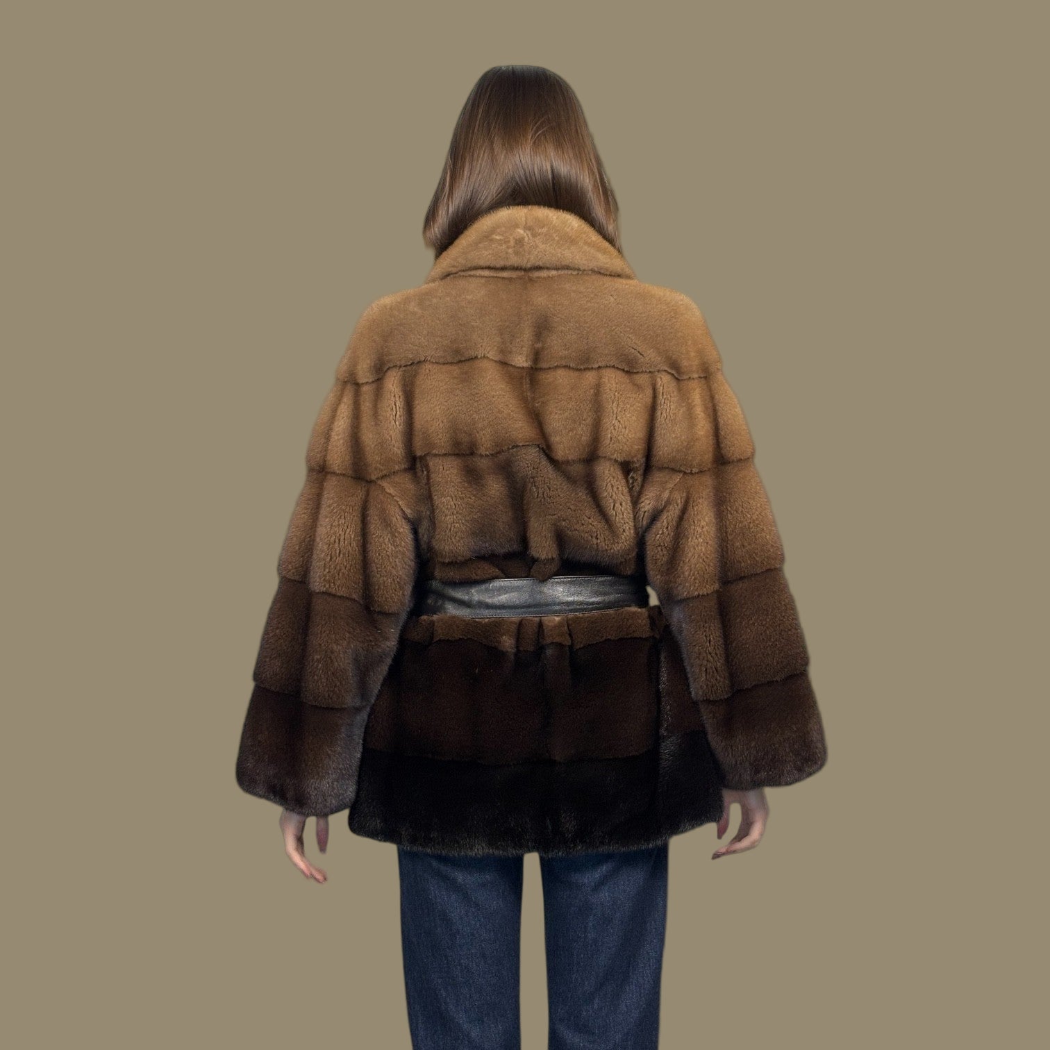 Autumn Leave Horizontal Degrade Jacket with Leather Belt