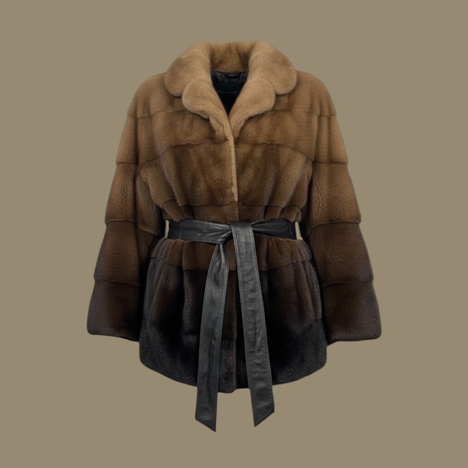 Autumn Leave Horizontal Degrade Jacket with Leather Belt