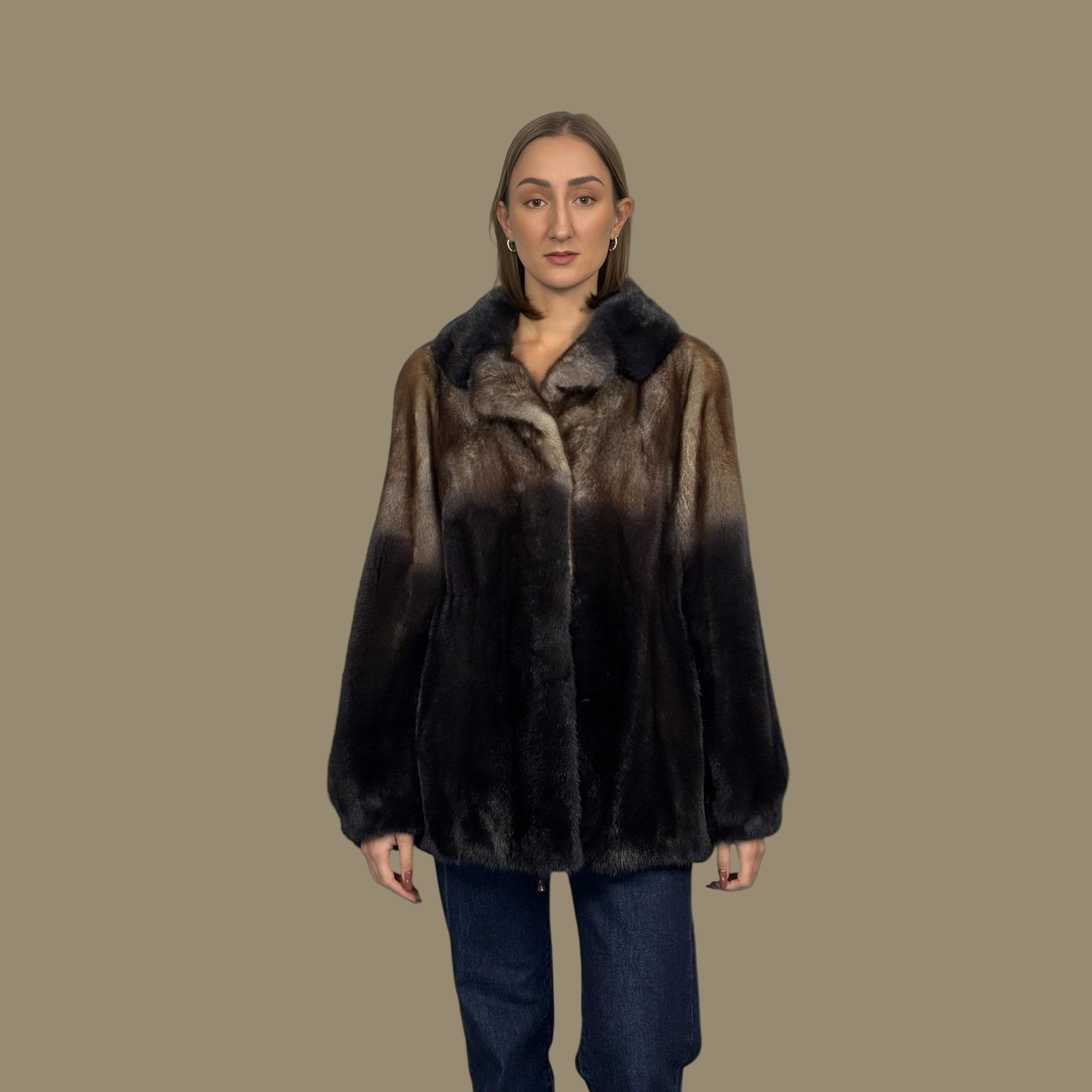 Grey Black Degrade Mink Jacket