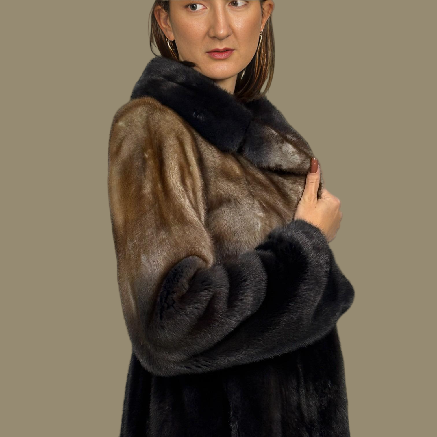 Grey Black Degrade Mink Jacket