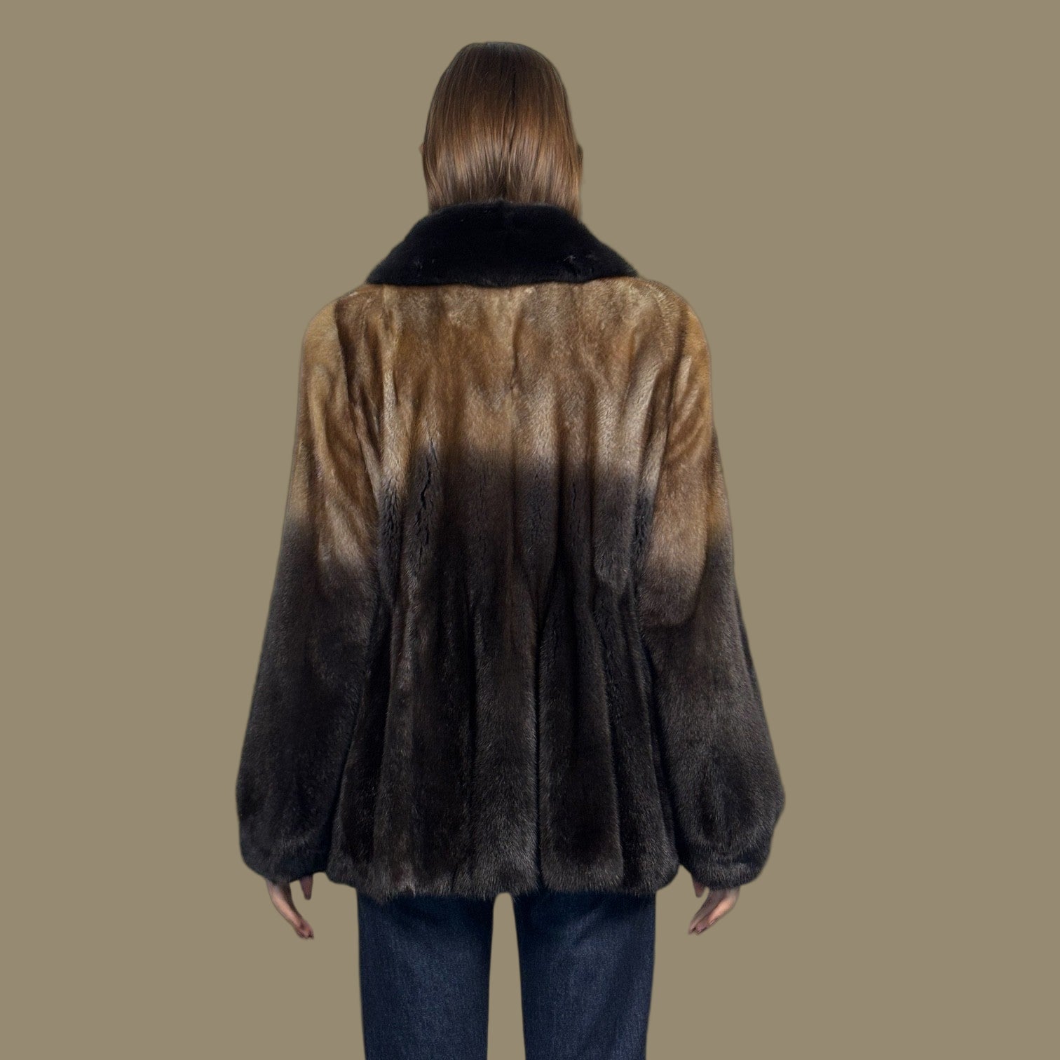 Grey Black Degrade Mink Jacket
