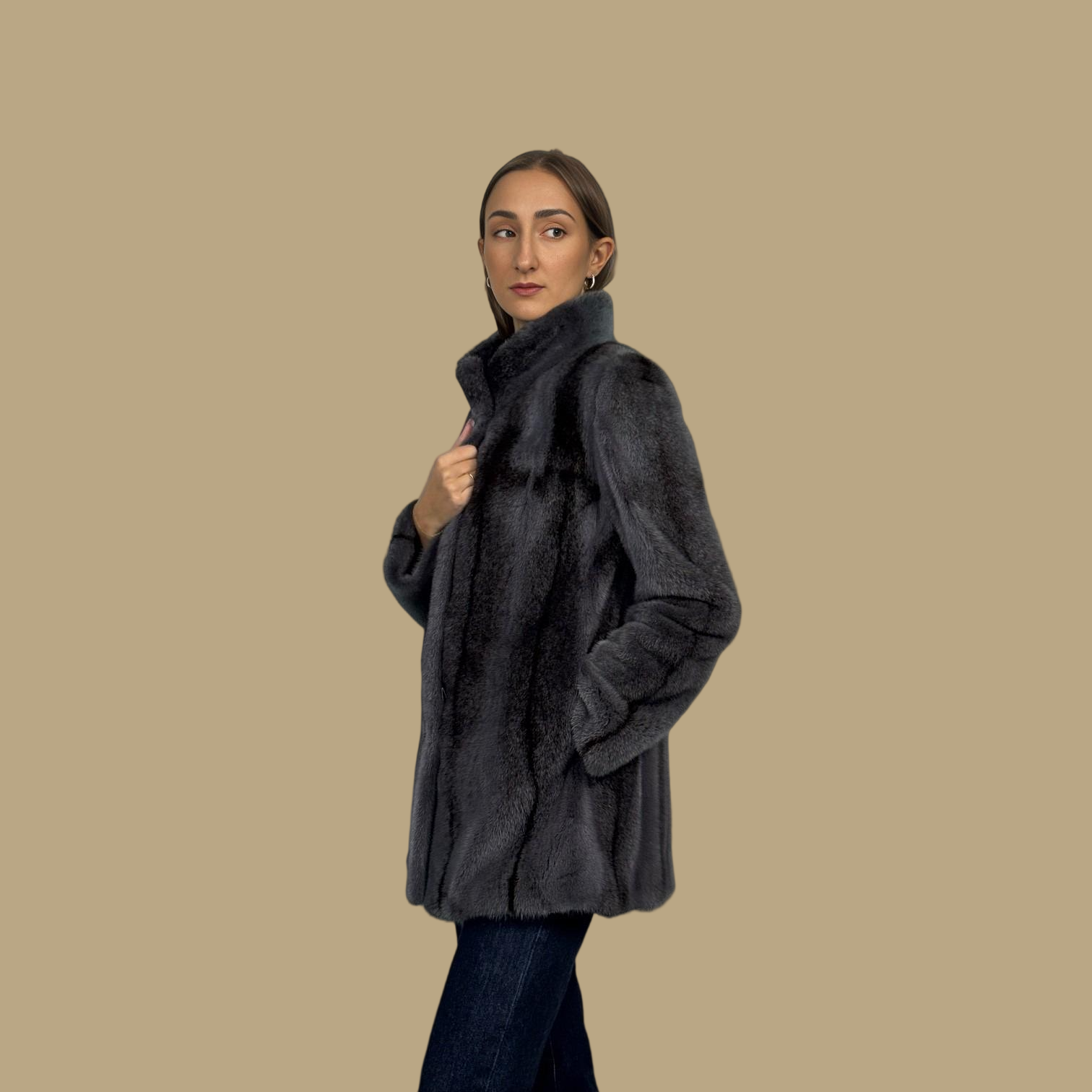 Grey Cross Mink Jacket