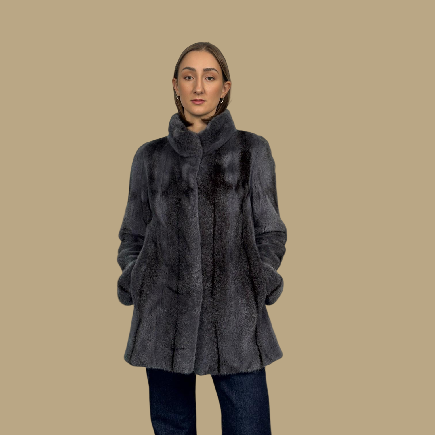 Grey Cross Mink Jacket