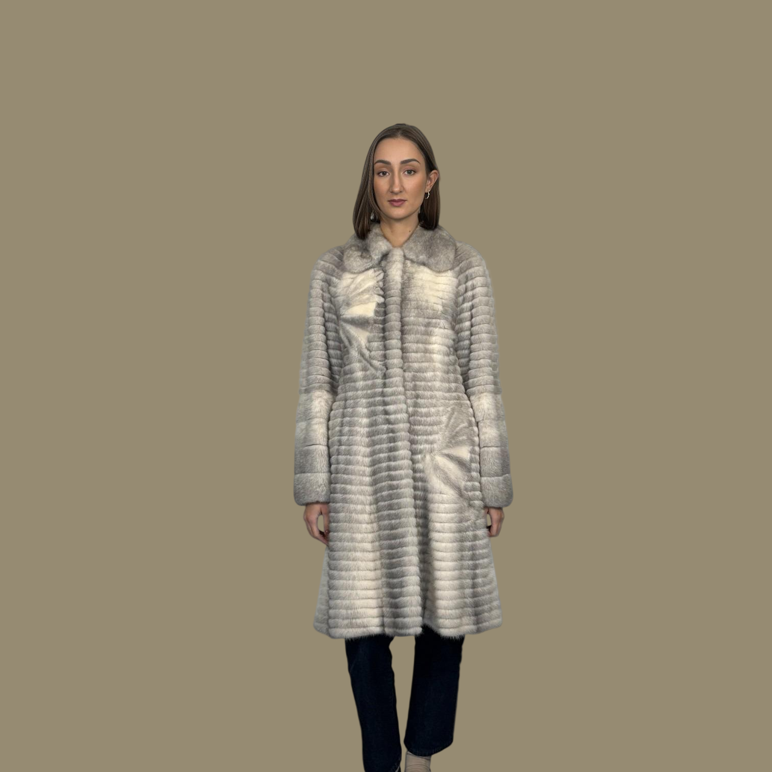 Sapphire Cross Mink & Suede Horizontal Coat