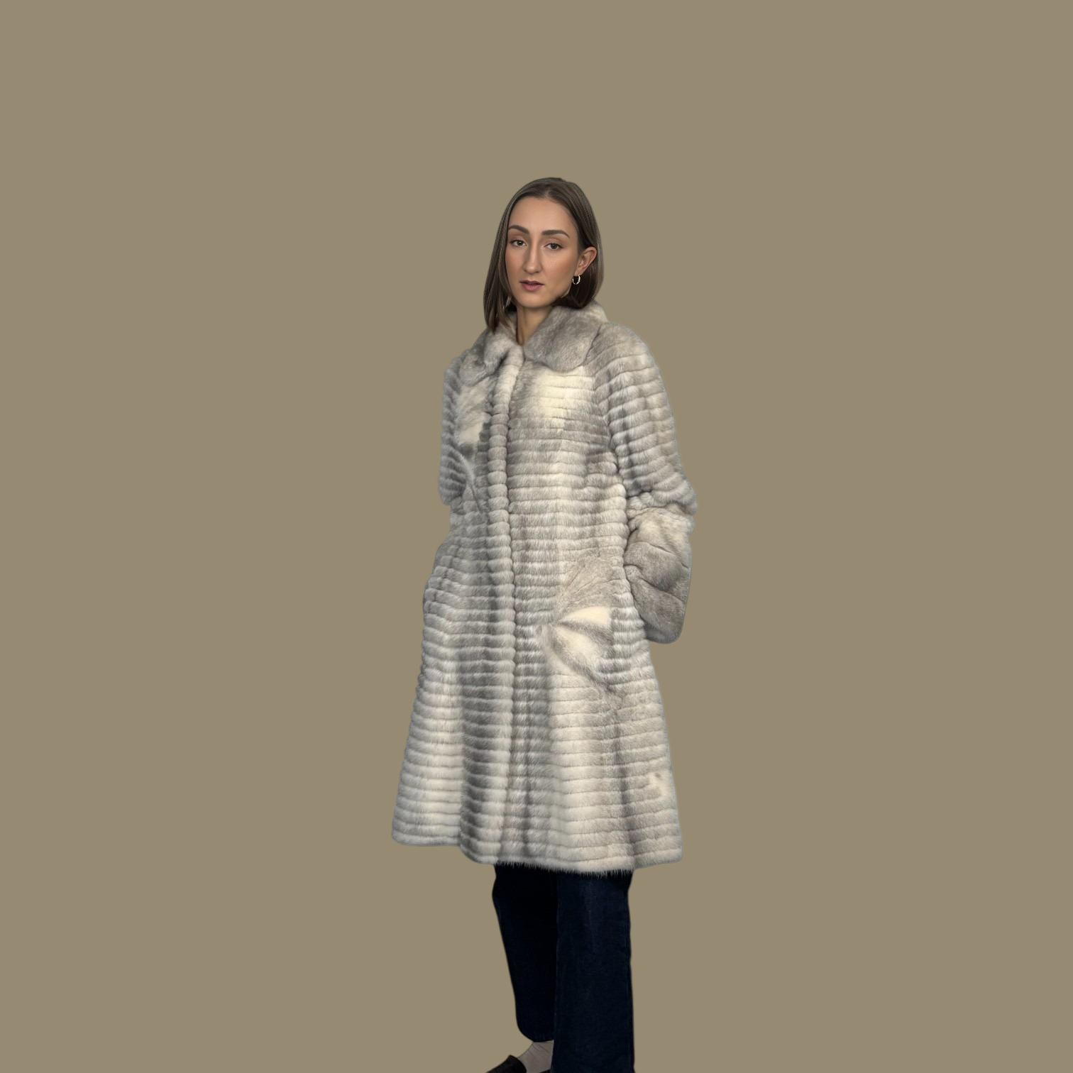 Sapphire Cross Mink & Suede Horizontal Coat