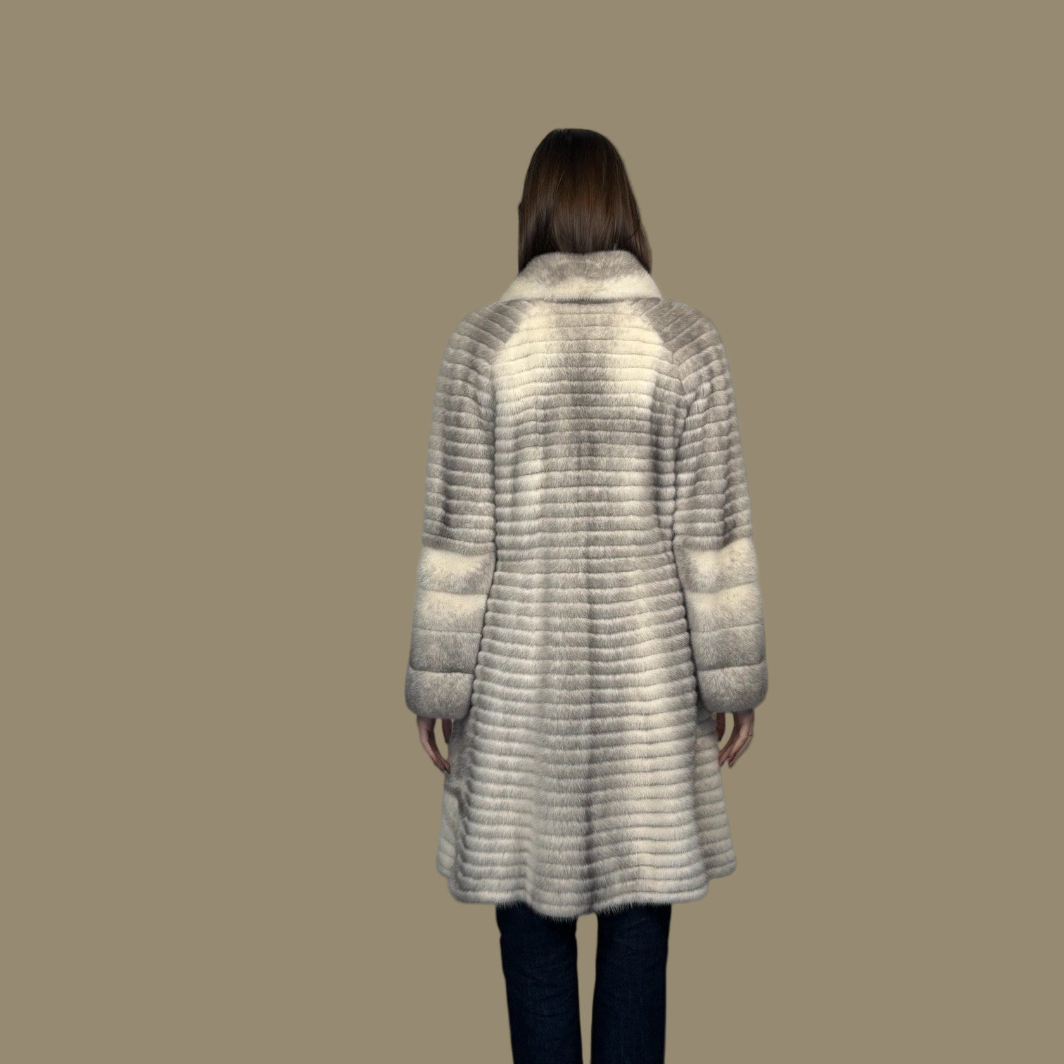 Sapphire Cross Mink & Suede Horizontal Coat