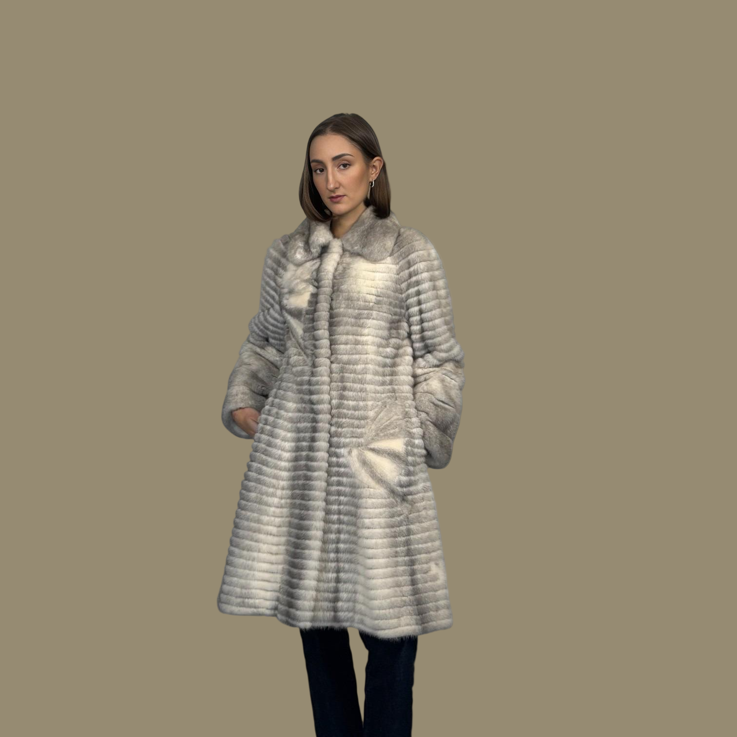 Sapphire Cross Mink & Suede Horizontal Coat
