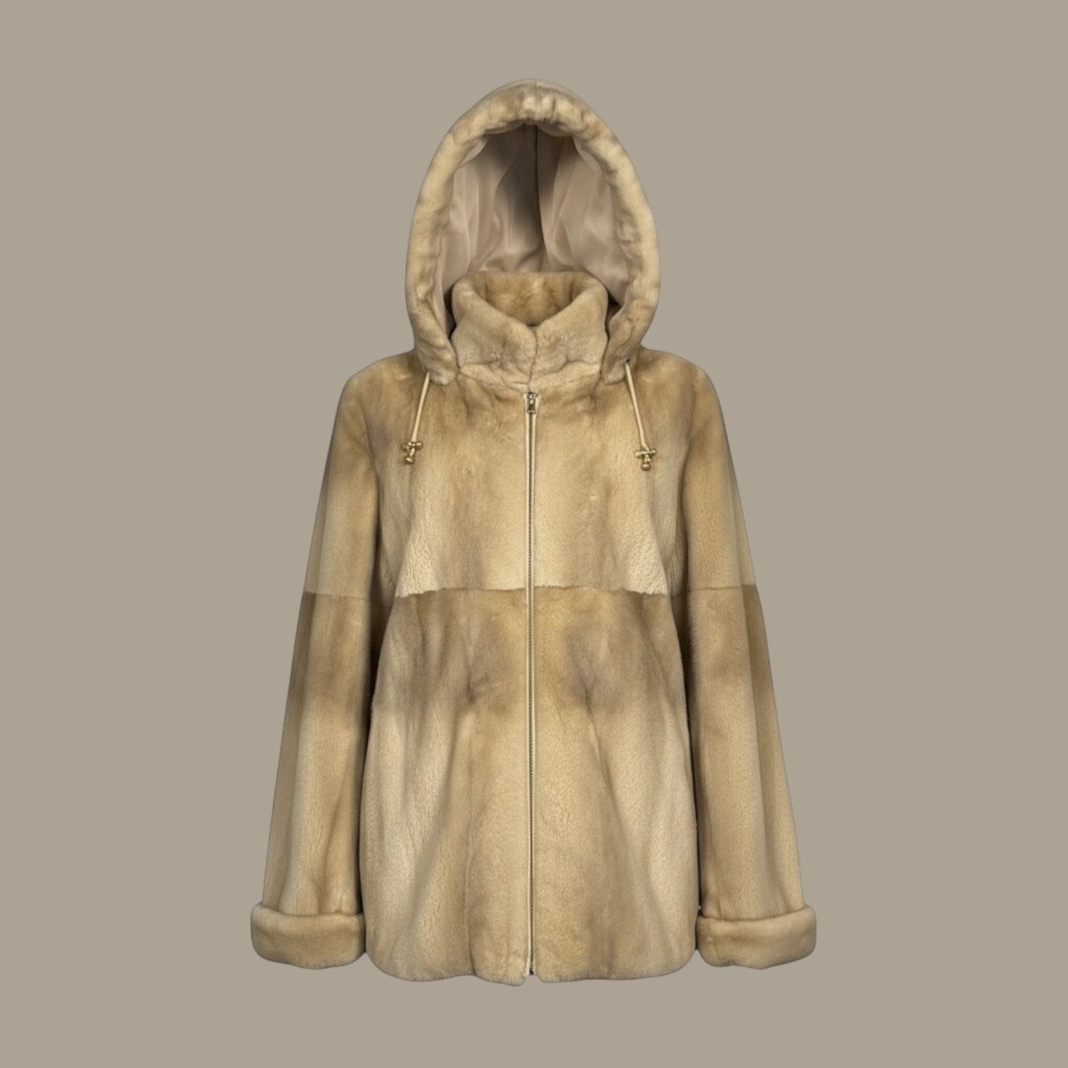 Semi Sheared Blush Female Mink Jacket-Det Hood