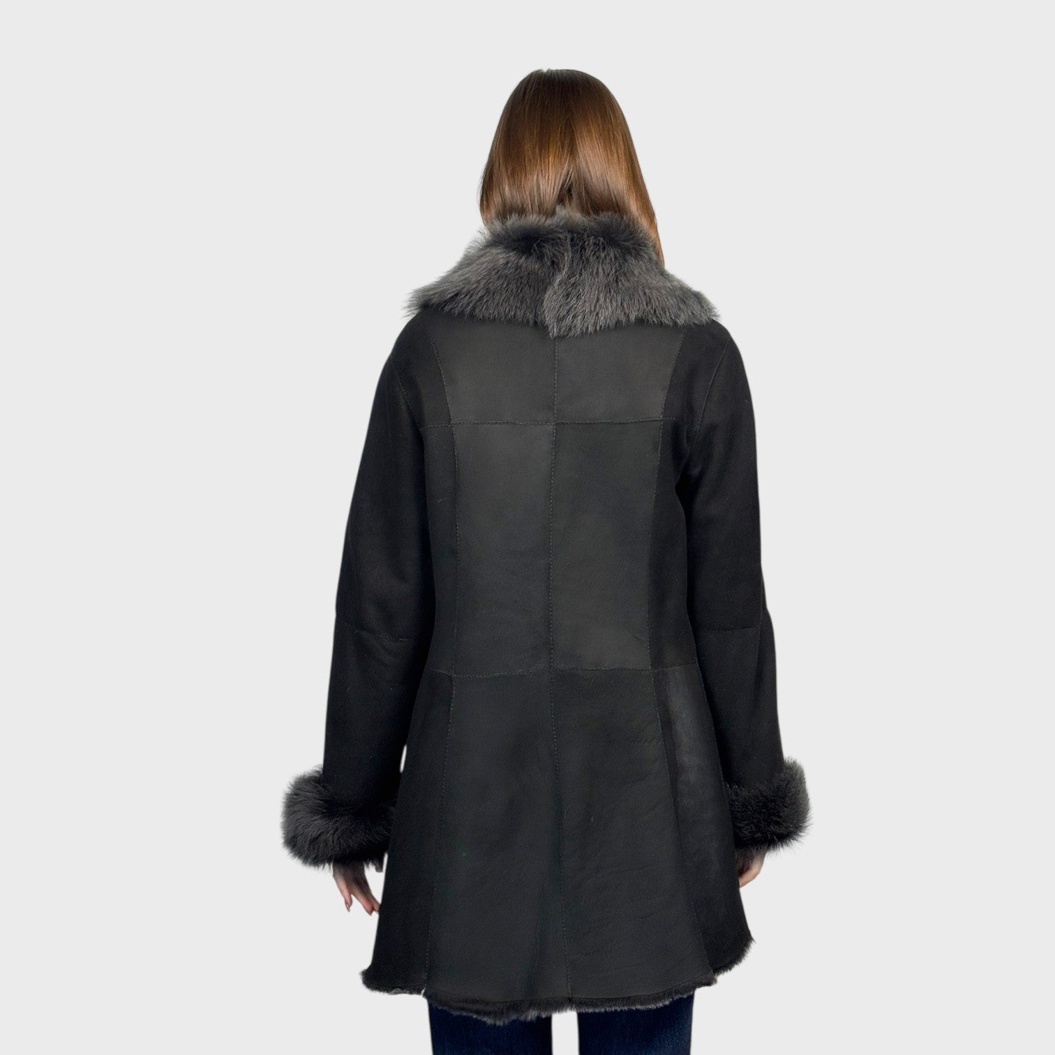 Black Brisa Shearling Jacket Toscana Lamb Trim